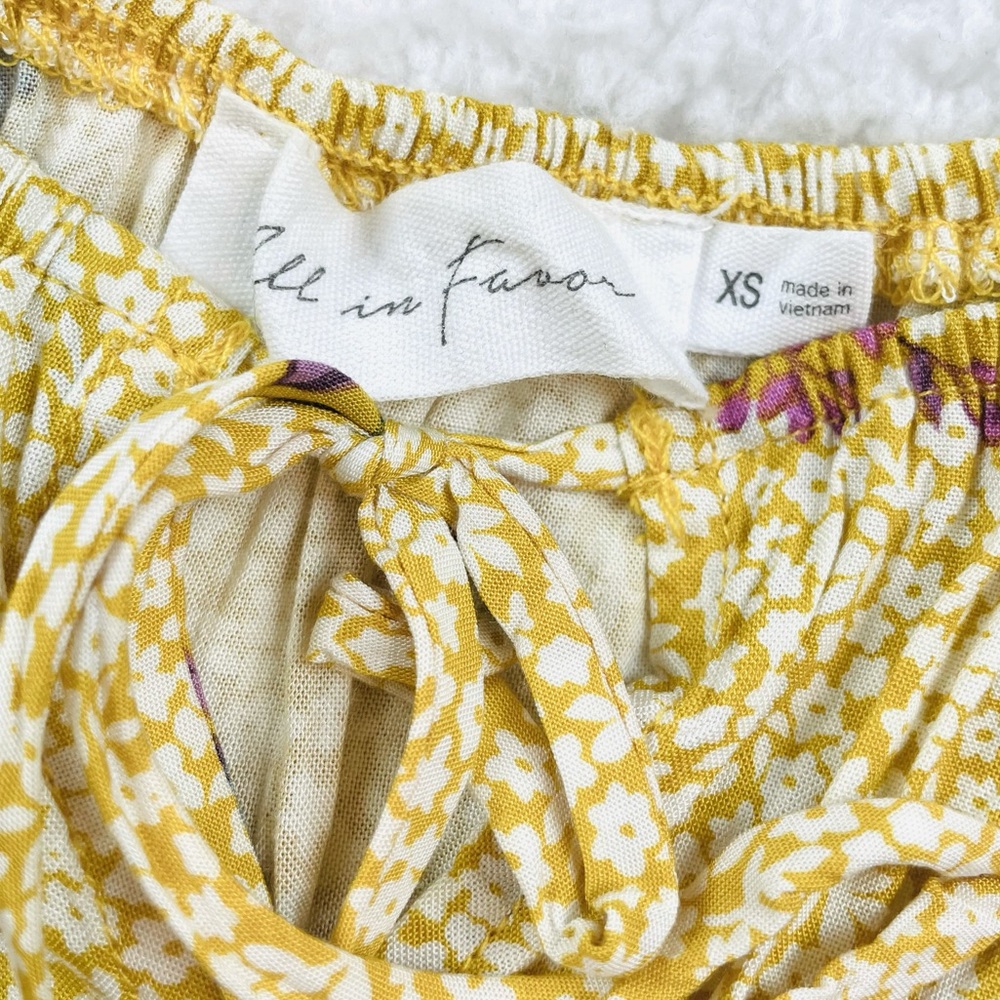 ALL IN FAVOR • Yellow Floral Ruffle Mini Dress, XS - Picture 15 of 16